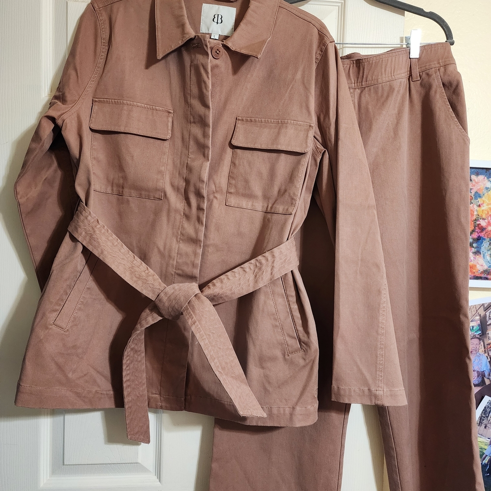 Betabrand Utility Jacket and Pants Set in Brown